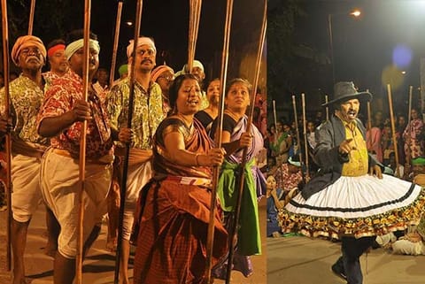 Stills from street plays held by Chennai Kalai Kuzhu