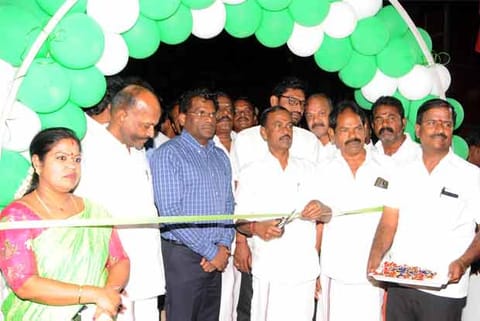 HR and CE minister Sevoor S Ramachandran inaugurating an exhibition on achievements of AIADMK government