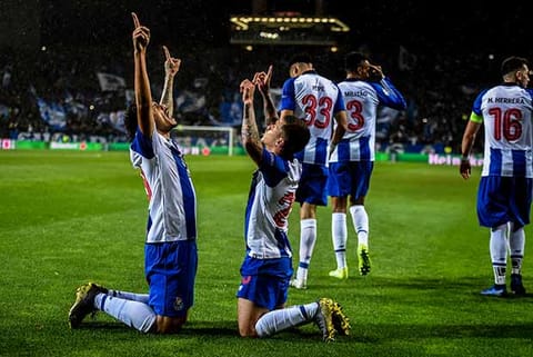 Tiquinho Soares (left) opened the scoring for FC Porto against Roma