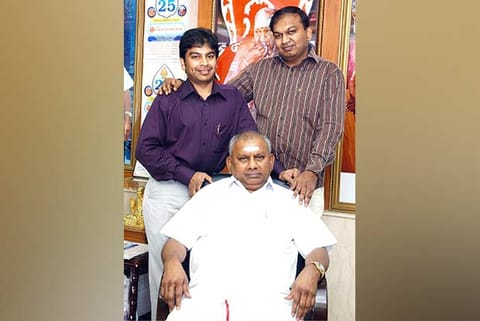 P Rajagopal with his sons PR Shivakumar (left)  and R Saravanan