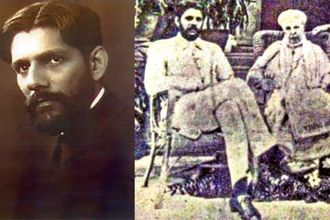 Bahman Pestonji Wadia (left); Wadia with Annie Besant