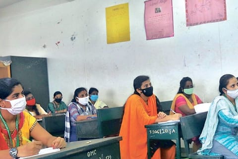 A handful of final year students attending class on December 2.