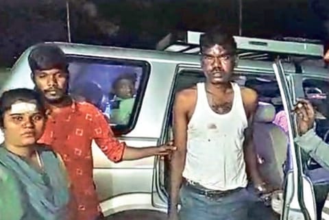 Injured Vallikannan and Ammu with family members