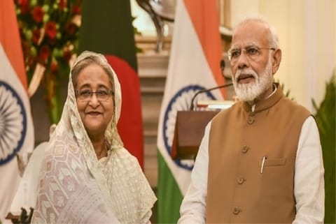 File Photo: Modi and Hasina jointly inaugurated a digital exhibition on Mujibur Rahman and Gandhi