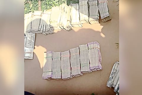 The cash bundles recovered from relator?s car in Coimbatore on Sunday