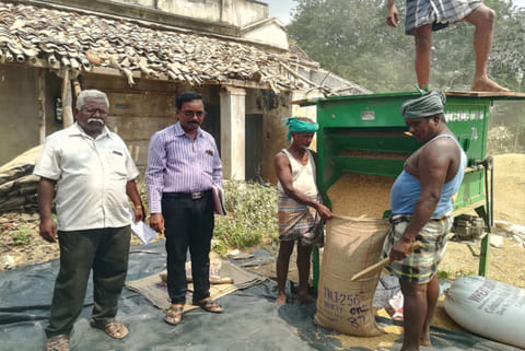 Officials inspect a DPC in Thanjavur on Wednesday