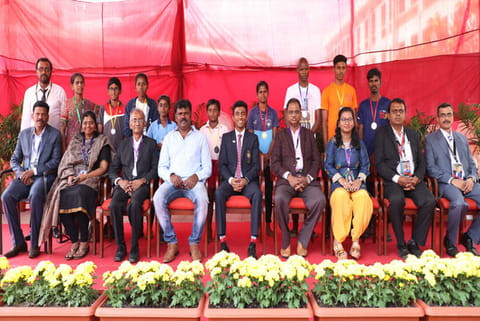 Chief guest P Ganesan (centre) with dignitaries at the inaugural of Riviera 2020 in VIT