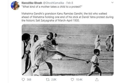 Did Mahatma Gandhi’s grandson participate in Dandi March?