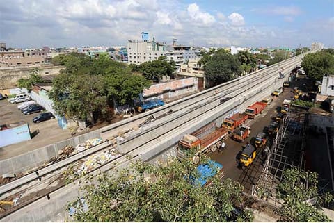 Tracks for Metro Phase I extension from Tondiarpet to Wimco Nagar nearing completion