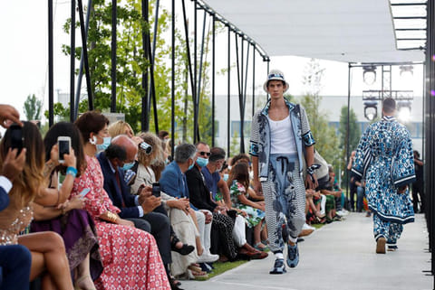 Masks and social distancing at Dolce and Gabbana's first COVID-era catwalk