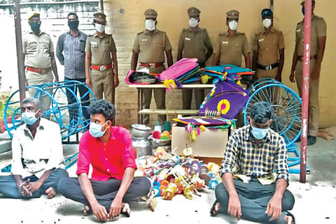 The trio runs a music band and sells kites and manja as a side business
