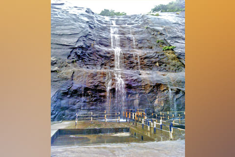 Flow begins in Courtallam falls after rains in kerala