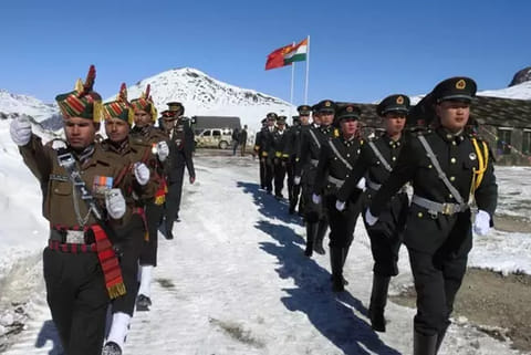 Representative image of Indian and Chinese soliders along the border area between the two countries