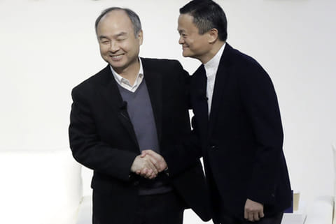 Masayoshi Son, chairman of SoftBank Group and Jack Ma, former chairman of Alibaba Group