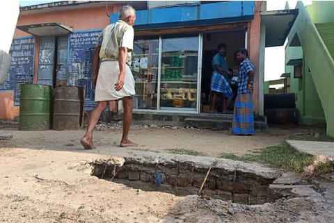 Citizen Connect: Gaping hole on storm water drain in front of PDS shop in Chinna Kanchi puts public at risk