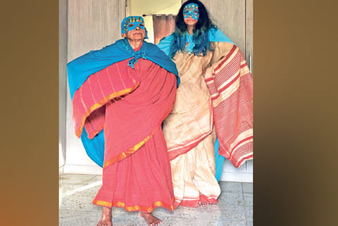 Deepthi with her grandmother