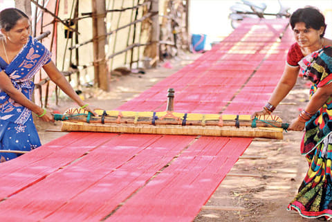 Weavers at work