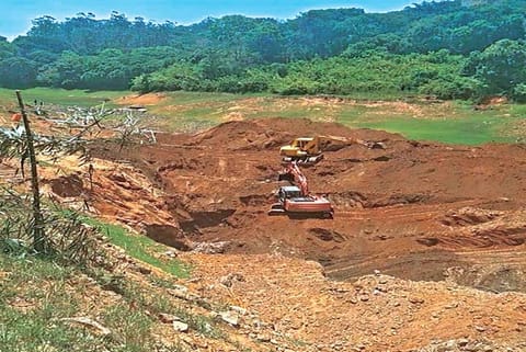 Soil work being carried out at Siruvani dam near Coimbatore