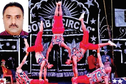 Performances by the Great Bombay Circus artistes, (inset) Sanjeev