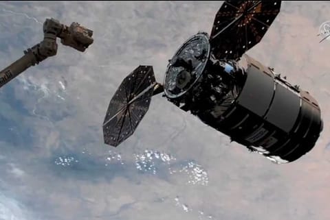 SS Kalpana Chawla Cygnus spacecraft arrives at space station