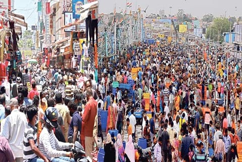 Crowd on Ranganathan Street;  Kasimedu fishing harbour is crowded because the new market