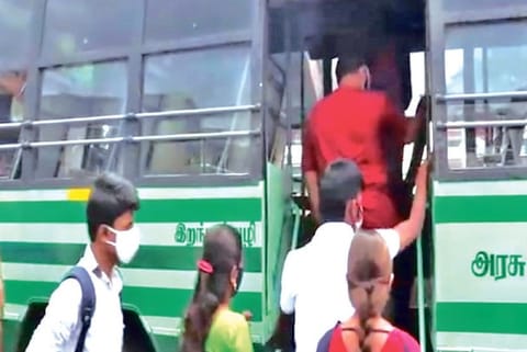 People boarding a bus to Yercaud hills from Salem on Wednesday.