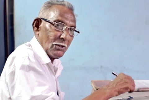 Njattyela Sreedharan in the film Dreaming of Words.