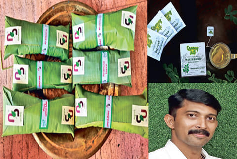 Ready-to-cook organic greens packed in banana leaves; Moringa dip; Sriram Prasad