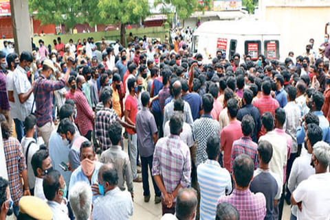 Crowd in front of CMCH