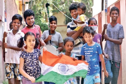 Kids at Nungambakkam, Chennai, celebrate India?s bronze-medal victory (Photo: Manivasagan N)