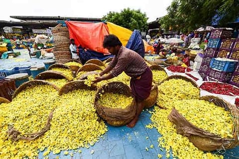 Flower prices reduced by 50 percent in Koyambedu market
