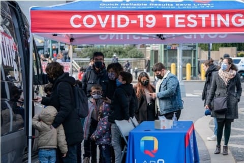 People queue at a popup COVID-19 testing site in New York (Image credit: Reuters)