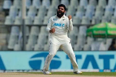 Ajaz Patel (Image source: Twitter/Harbhajan Turbanator)
