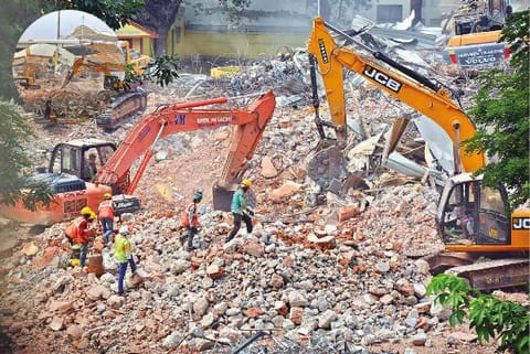 The demolition of the old structure will be completed in two weeks