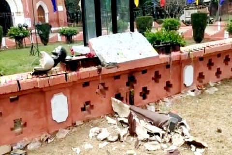 A screenshot from the incident occurred at the Holy Redeemer Church in Ambala Cantonment