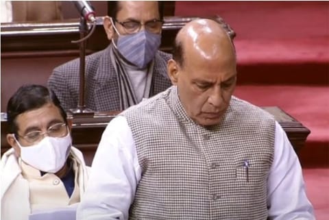 Source: Twitter (ANI); Defence Minister Rajnath Singh talks about Indo China ties  in Rajya Sabha