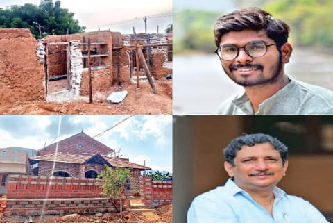 (Top) Reintroduced salliman cob wall at Perundurai; (above) Laurie Baker style building in Chennai