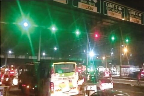 Traffic snarl a toll plaza on Tuesday