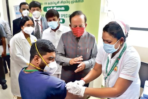 Vardhan inspecting the dry run at a site in Chennai on Friday