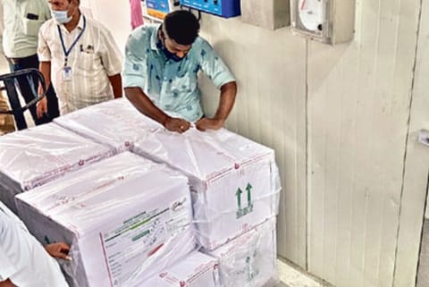 The first batch of Covishield being taken to cold storage in Chennai.