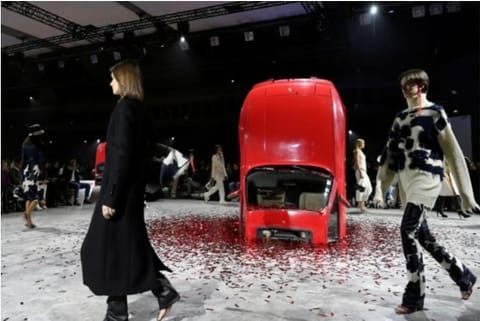 Models showcasing Virgil Abloh creations during Paris Fashion Week (Credit: Reuters)