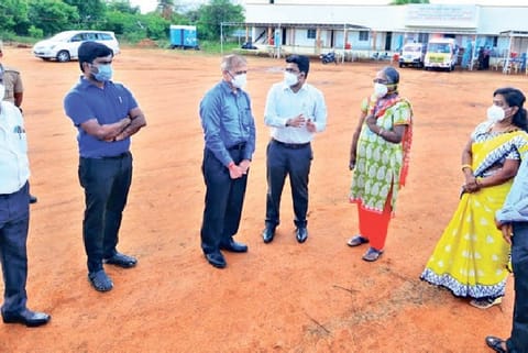 Revenue Secretary Atulya Misra taking stock at High Ground in Tirunelveli on Wednesday