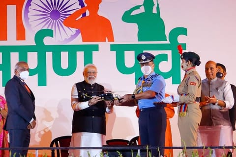 Prime Minister Narendra Modi handed over the first Light Combat Helicopter to Air Chief Marshal