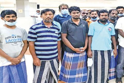 The fishermen at the Chennai airport