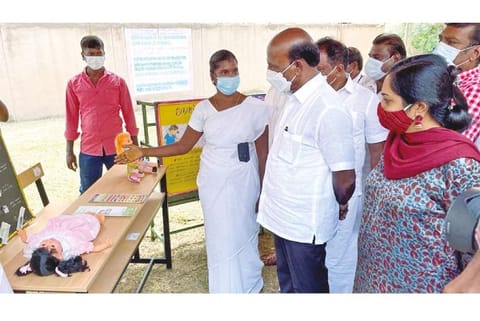 Health Minister Ma Subramanian at a function organised to launch government?s Varumun Kappom scheme,