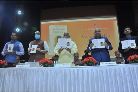 Union Minister Rajnath Singh at the book launch event (Image: Twitter/ @RajnathSingh)