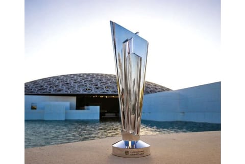 The ICC T20 World Cup trophy at the Louvre Abu Dhabi