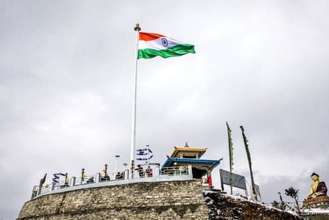 Monumental national flag overlooking the Tawang city (Image Tweeted by @PemaKhanduBJP)