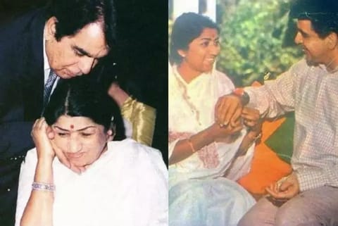 Lata Mangeshkar with Dilip Kumar (Image credit: Twitter/@mangeshkarlata)