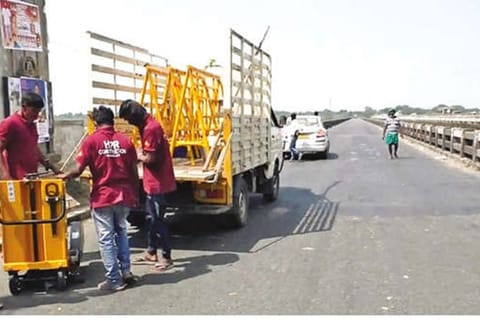 Work under way at one of the Palar bridges